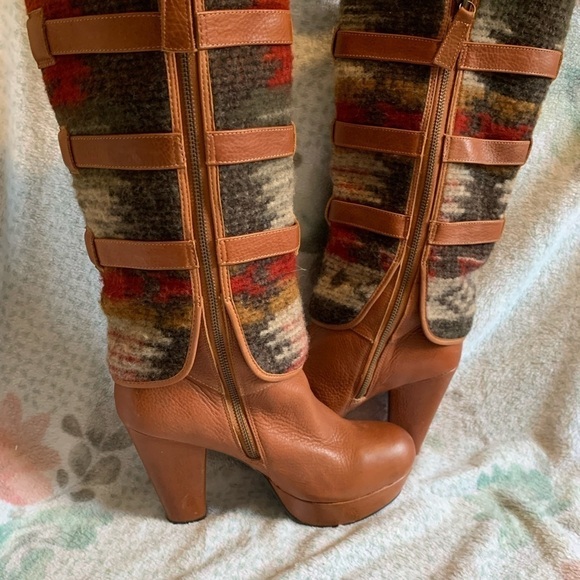 Vogue win em all southwest look wool and leather platform boots 8 - Picture 6 of 9